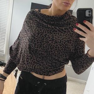 Cheetah one shoulder sweater